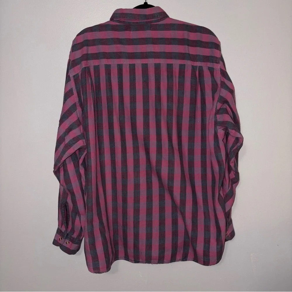 Vintage National Outfitters Flannel Shirt 2XL Pink Gray American Edition - Picture 5 of 7